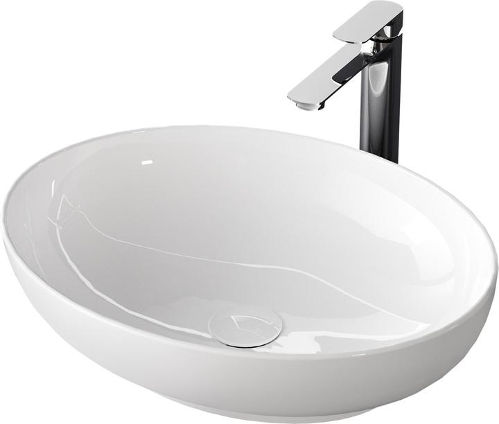 Produktbild Emke Aufsatzwaschbecken 520 x 395 x 130 mm, Oval, Keramik, Weiss glänzend (395 mm, 520 mm)