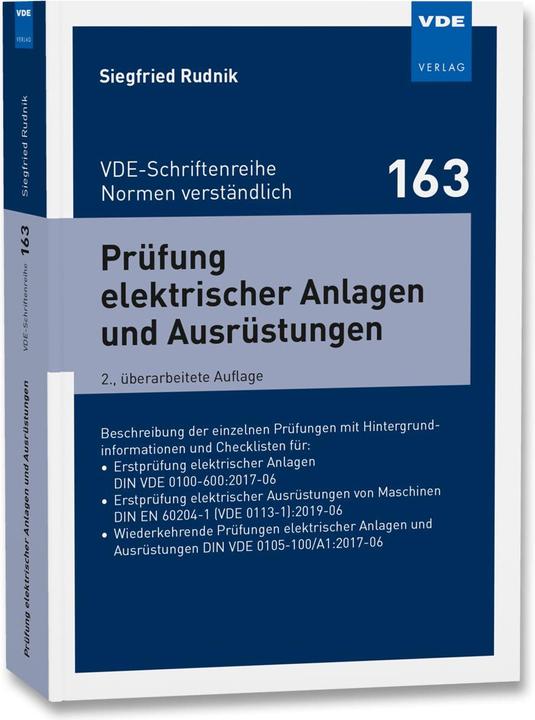 Produktbild Prüfung elektrischer Anlagen und Ausrüstungen (Deutsch, Siegfried Rudnik, 2022)