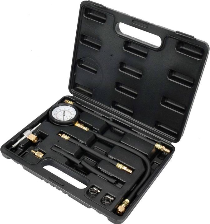 Produktbild Yato Profi Benzin Druckprüfer Set 9 TLG, mit Manometer 0-100 psi / 0-7 Bar, Flexible Ablaufschläuche