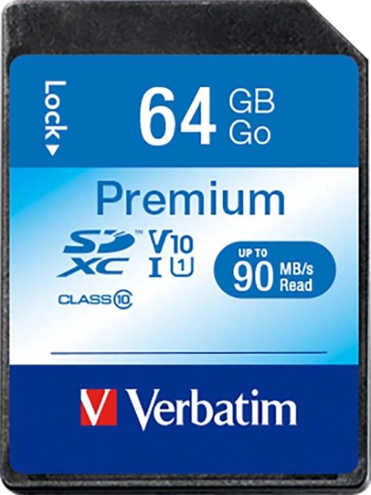 Actual product image Verbatim SDXC Card Class 10 Premium (64 GB, SDXC, U1, UHS-I)