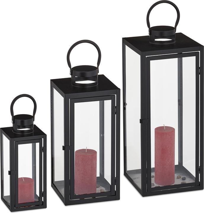 Image du produit Relaxdays Set de 3 lanternes (21 x 21 x 63 cm, 3 x)