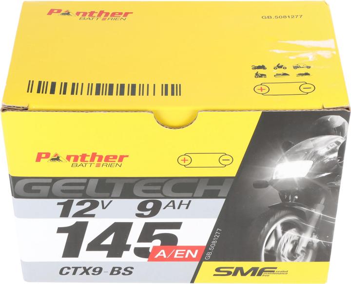 Produktbild Panther Motorrad Gel 50812 12V 8Ah 80A (EN) ETN 508 0 12 008, DIN 50812, Japan CTX9-BS Bleiakku AGM (12 V, 8 Ah)