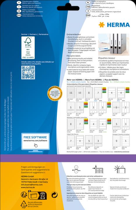 Actual product image HERMA Removable A4 file labels