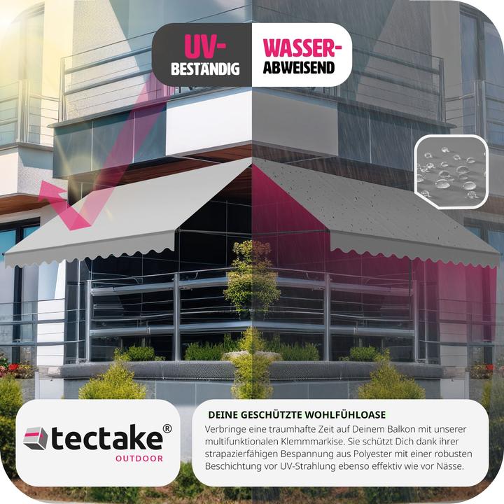 Produktbild tectake Klemmmarkise mit Handkurbel, höhenverstellbar (4 m)
