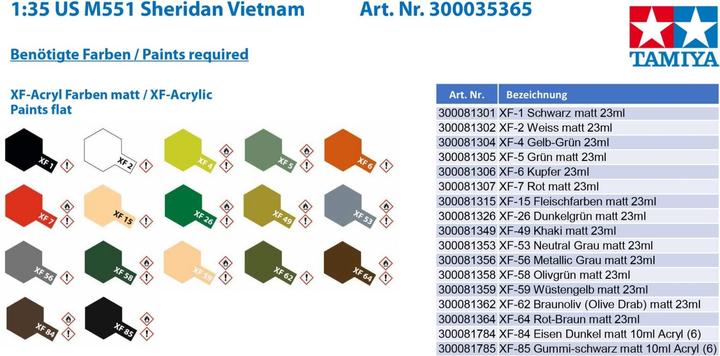Immagine prodotto Tamiya 1/35 U.S. M551 Sheridan (Vietnam)