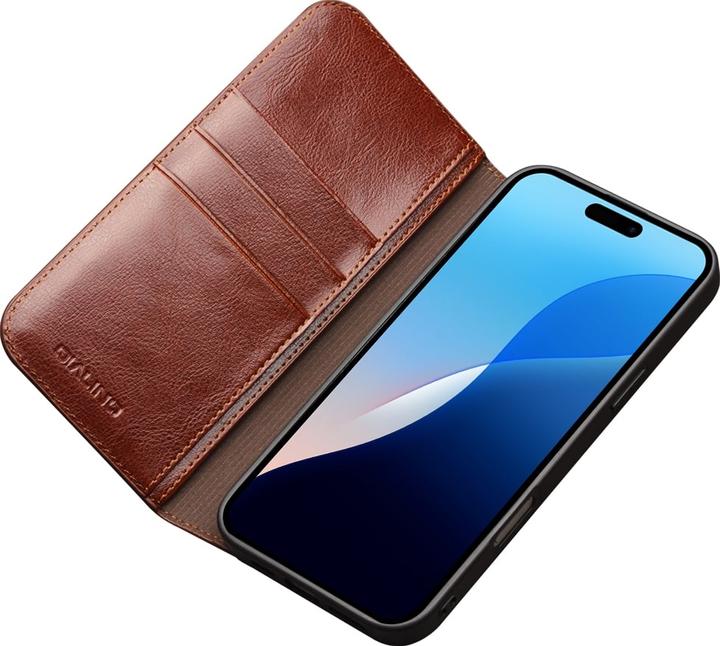 Actual product image QiAlino Fourre Flip cuir véritable (Apple iPhone 16 Pro Max)