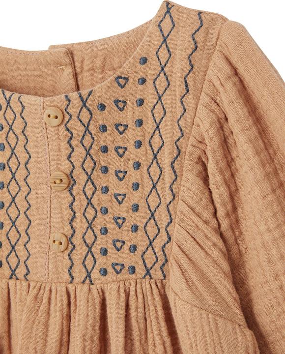 Image du produit Vertbaudet Robe bébé brodée en mousseline de soie (62)