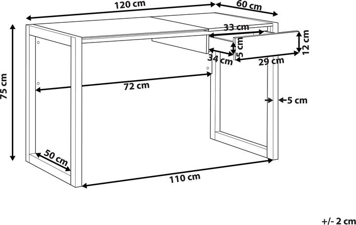 Produktbild Beliani Schreibtisch weiss / heller Holzfarbton 120 x 60 cm JENKS (120 x 60 x 75 cm)