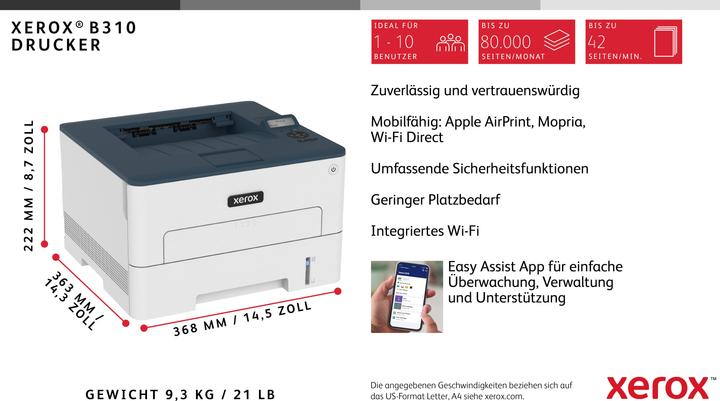 Actual product image Xerox Printer B310 (Laser, Black and white)