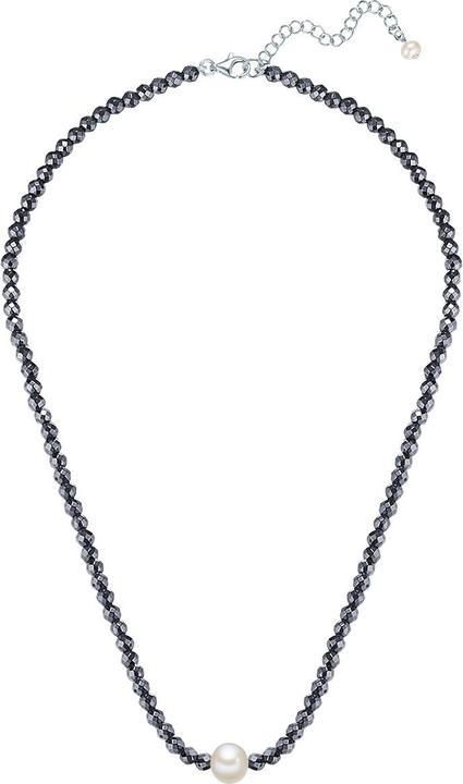 Immagine prodotto Valero Pearls Catena da donna in argento sterling con ematite e perle d'acqua dolce in argento 40,0 cm di base + (Argento, 40 - 45 cm)