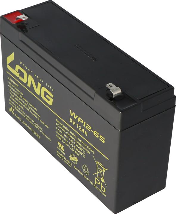 Actual product image Kung Long WP12-6S Blei Akku 6 Volt 12Ah mit Faston Kontakt 4,8mm (6 V, 12 Ah)