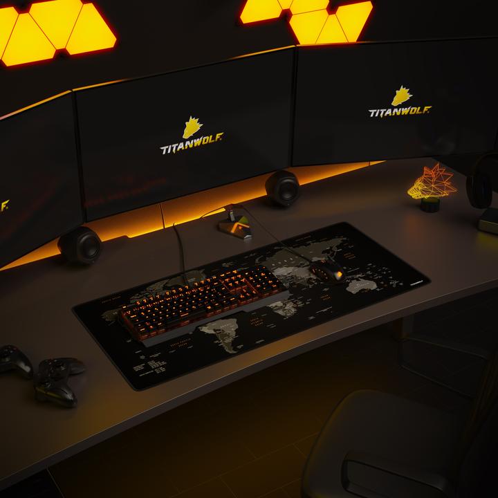 Actual product image Titanwolf Gaming Mouse Pad XXL, smooth fabric, speed mouse mat 900 x 400mm large surface, world map global (XXL)