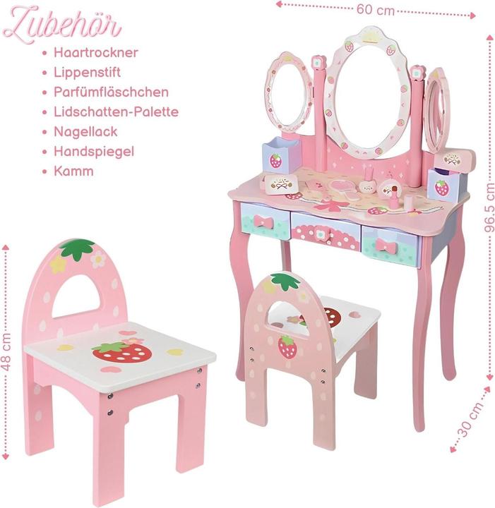 Actual product image Hermex Play dressing table for children Cosmetics dresser Make-up mirror Beauty table (60 x 30 x 96.5 cm)