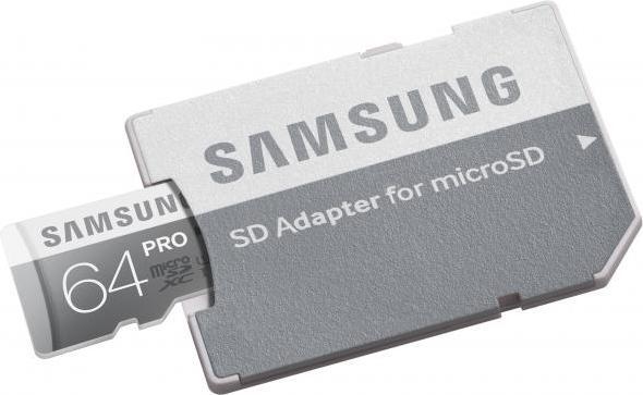 Produktbild Samsung microSDXC Pro mit Adapter (64 GB, microSDXC, U3, UHS-I)