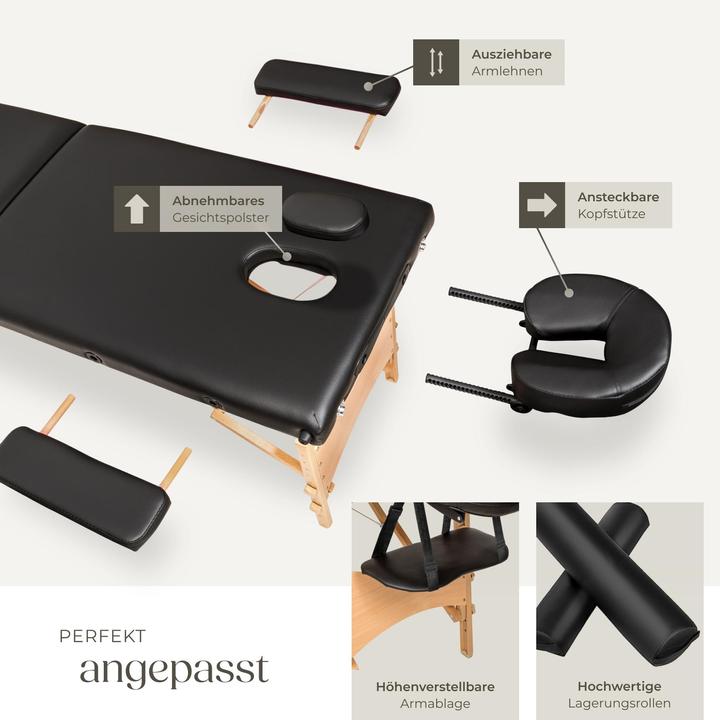 Produktbild tectake 2 Zonen Massageliege-Set Freddi mit 5cm Polsterung, Rollen und Holzgestell