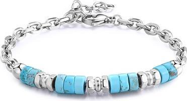 Sagapo S'Agapo Men's Steel Bracelet With Turquoise Riot Srt31