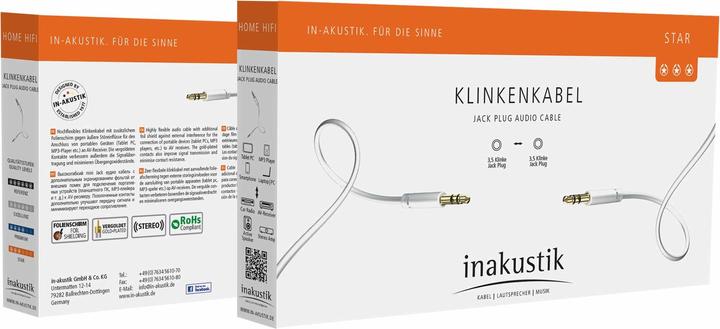 Immagine prodotto Inakustik Cavo di collegamento con jack stereo Star MP3 da 3,5 mm (3 m, Connettore da 3,5 mm (AUX))