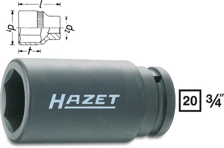 Produktbild HAZET Schlag-, Maschinenschrauber Steckschlüsseleinsatz ∙ Sechskant 1000SLG-36 ∙ Vierkant20 mm (3/4… (36 mm)