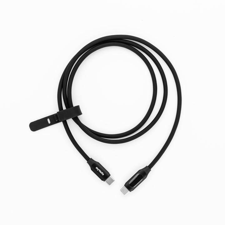 Produktbild MyVolts PDCCCLB - Step Up USB-C to USB-C PD Cable with LCD Power Meter, Liquorice Black