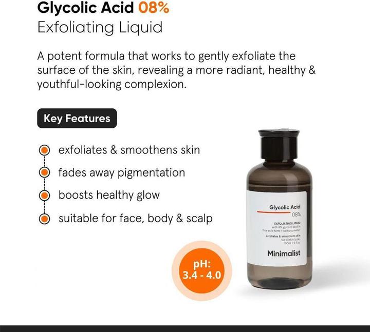 Actual product image Minimalist Glycolic Acid 08% (Exfoliation, 150 ml)