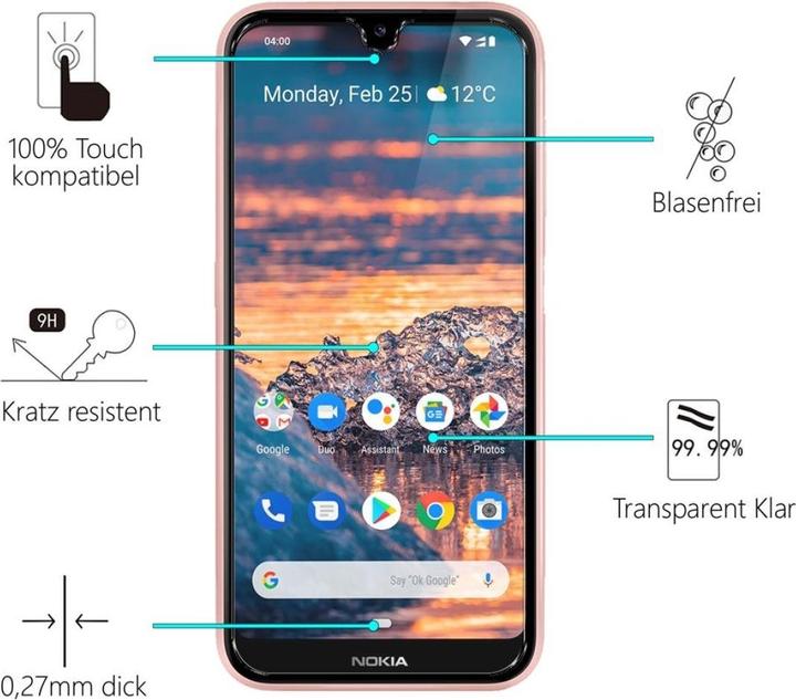 Produktbild Screenguard Nokia 4.2 Panzerglas Schutzfolie Case Friendly Design (1 Stück, Nokia 4.2)