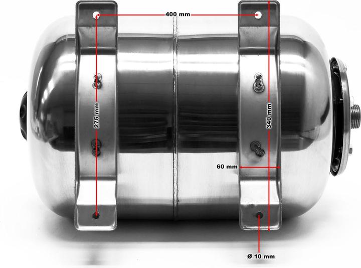 Actual product image Wiltec 100L INOX / Stainless Steel Pressure Tank Vessel Expansion Domestic Waterworks Pump EPDM-Membrane (Domestic water pump)