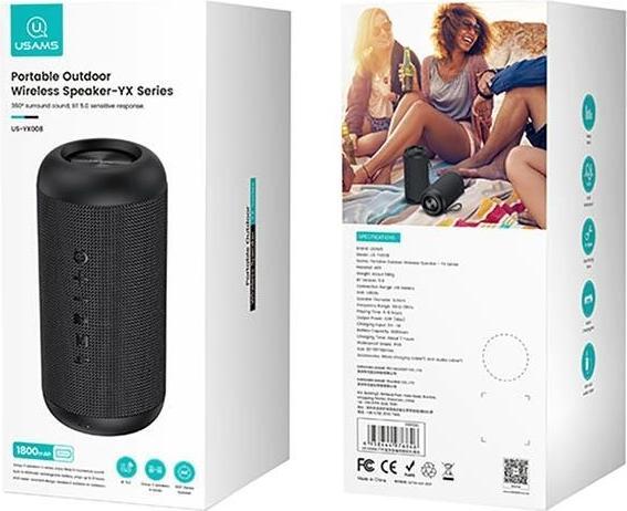 Actual product image Usams US-YX008 speaker black (8 h, Rechargeable battery operated)