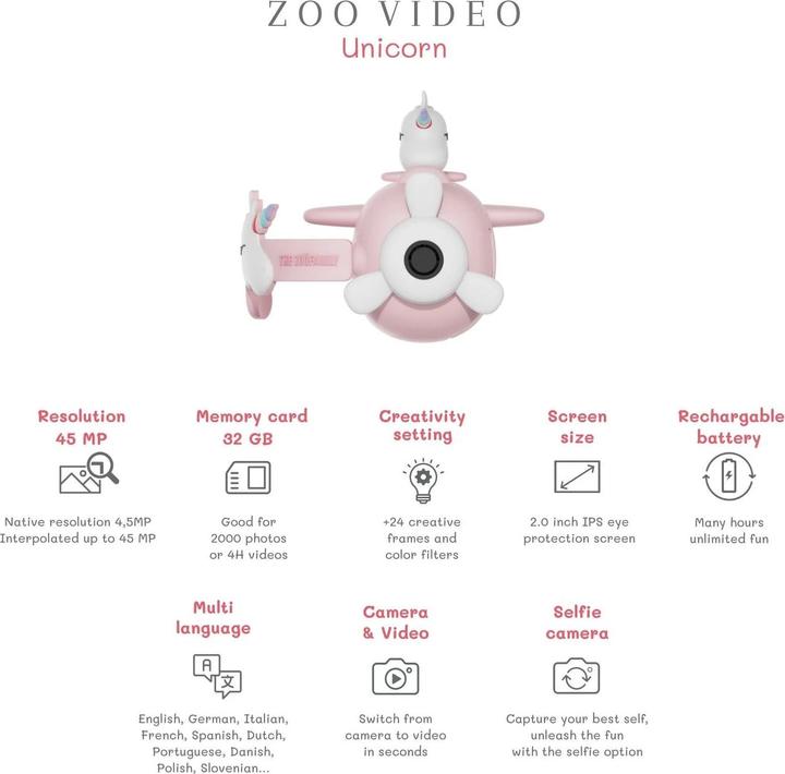Actual product image The Zoofamily Kinder-Kamera V1 Zoo Video Unicorn