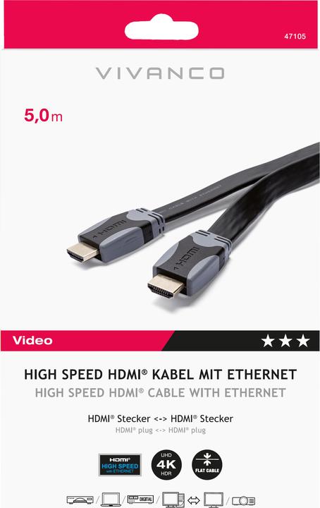 Produktbild Vivanco HDMI (Typ A) — HDMI (Typ A) (5 m, HDMI)