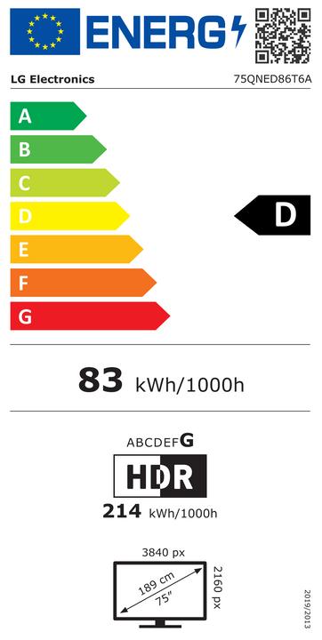 Energy Label LG 75QNED86T6A (75", QNED86, QNED, 4K, 2024)