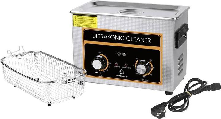 Produktbild Renkforce Ultraschallreiniger Schmuck, Werkstatt, Bürobedarf 180W 4.5l mit Heizung, mit Reinigungsk (40 kHz, 4500 ml)