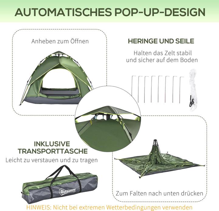 Produktbild Outsunny Doppelzelt Campingzelt (Kuppelzelt, 3.80 kg, 3 Personen)