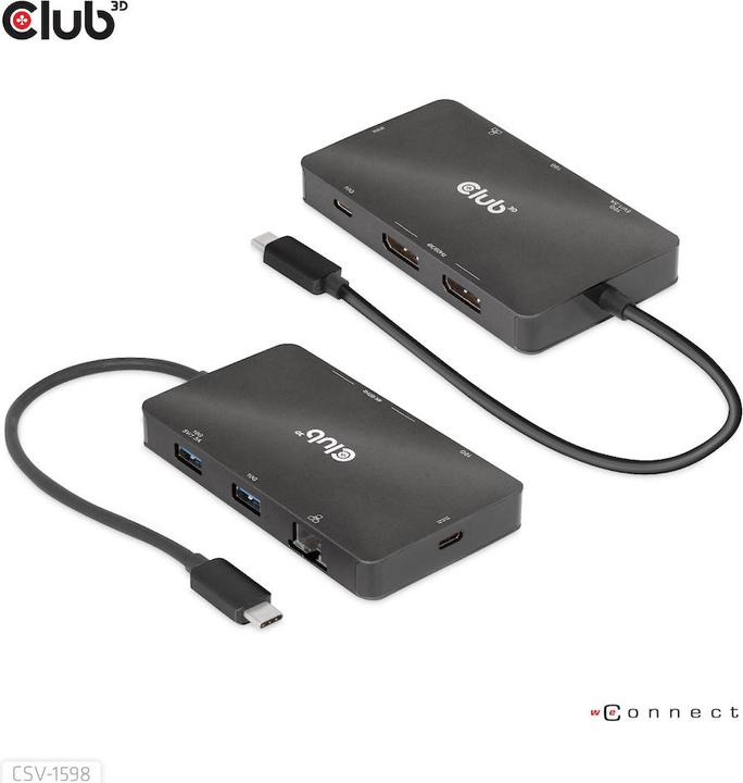 Productafbeelding Club 3D Club3D USB 7-in-1 Hub USB-C > 2xDP/2xUSB/2xUSB-C (USB-C, 7 Havens)