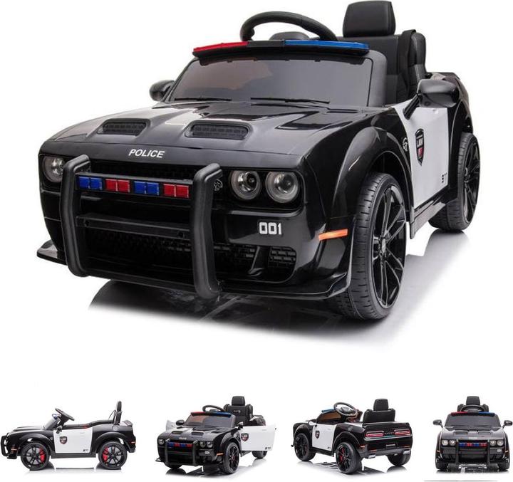 Es-toys Véhicule pour enfants - Voiture électrique "Dodge Challenger Police" sous licence - batterie (12 V)