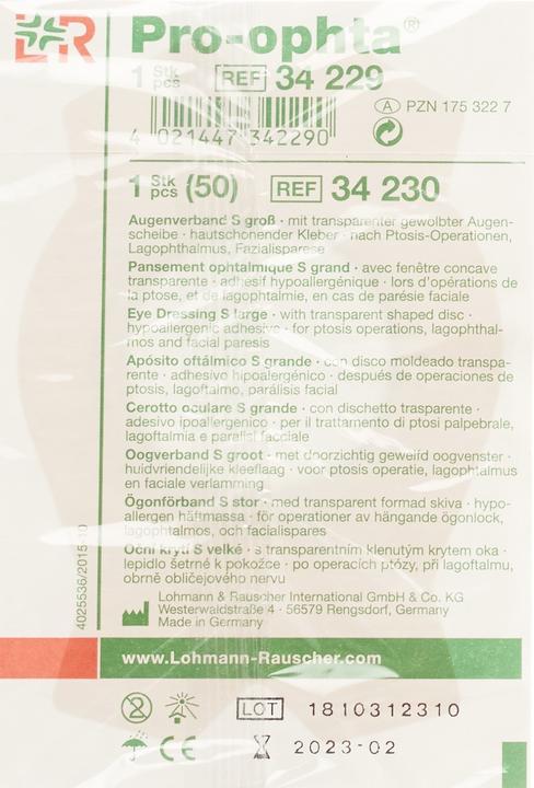 Produktbild Pro Ophta S Augenverband L durchsichtig (1 x)