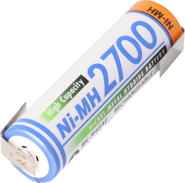 Immagine prodotto Panasonic Akku Mignon AA NiMH, BK-3HGAE mit Lötfahne in Z-Form (1 pz., AA, 2700 mAh)