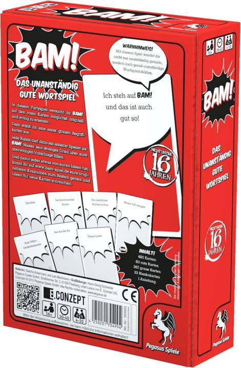 Actual product image Pegasus Bam. The indecently good pun (German)