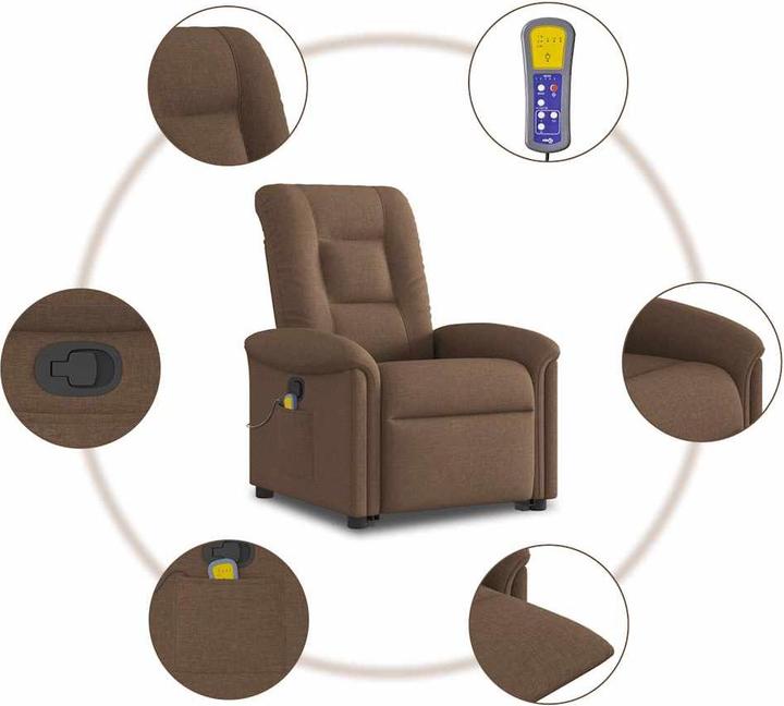 Immagine prodotto VidaXL Poltrona massaggiante con ausilio stand-up in tessuto marrone