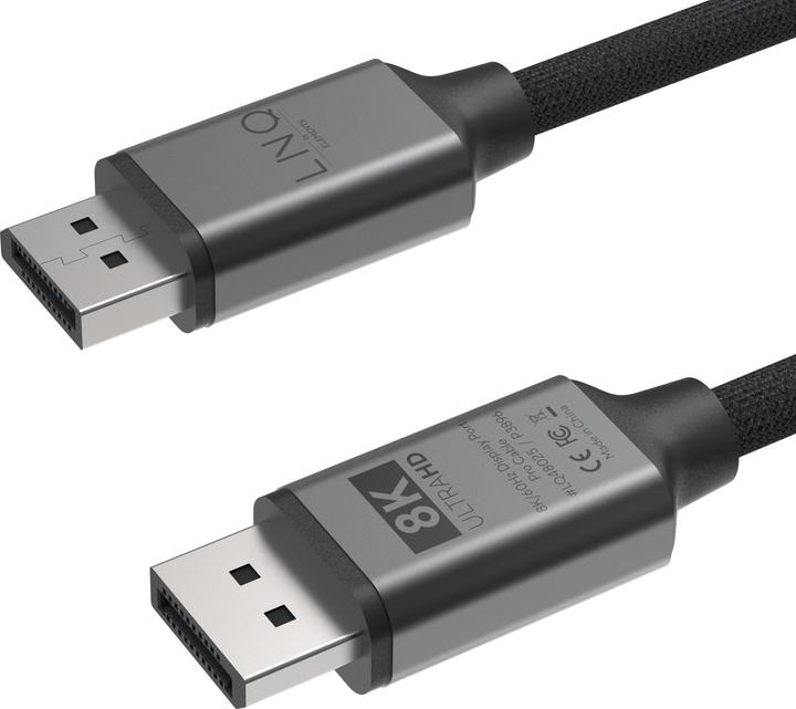 Actual product image LINQ Connects DisplayPort male -> DisplayPort male LQ48025 grey (2 m, DisplayPort)