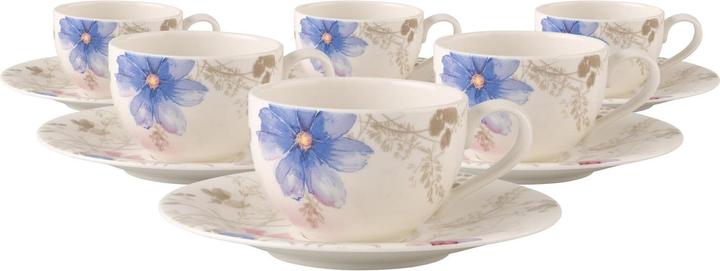 Produktbild Villeroy & Boch Mariefleur Gris Basic Kaffeetassen mit Untertassen (150 ml, 6 x)