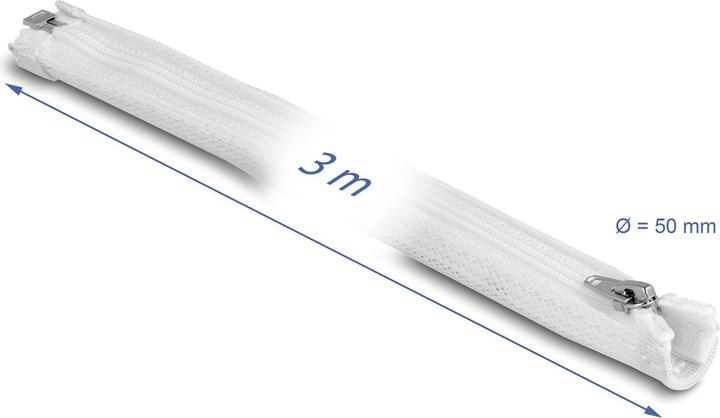 Immagine prodotto Delock Tubo intrecciato con cerniera resistente al calore 3 m x 50 mm bianco (Tubo cavi, 300 cm)