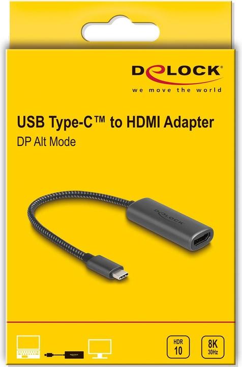 Image du produit Delock Adaptateur USB Type-C vers HDMI (DP Alt Mode) 8K avec HDR (USB-C, 20 cm)