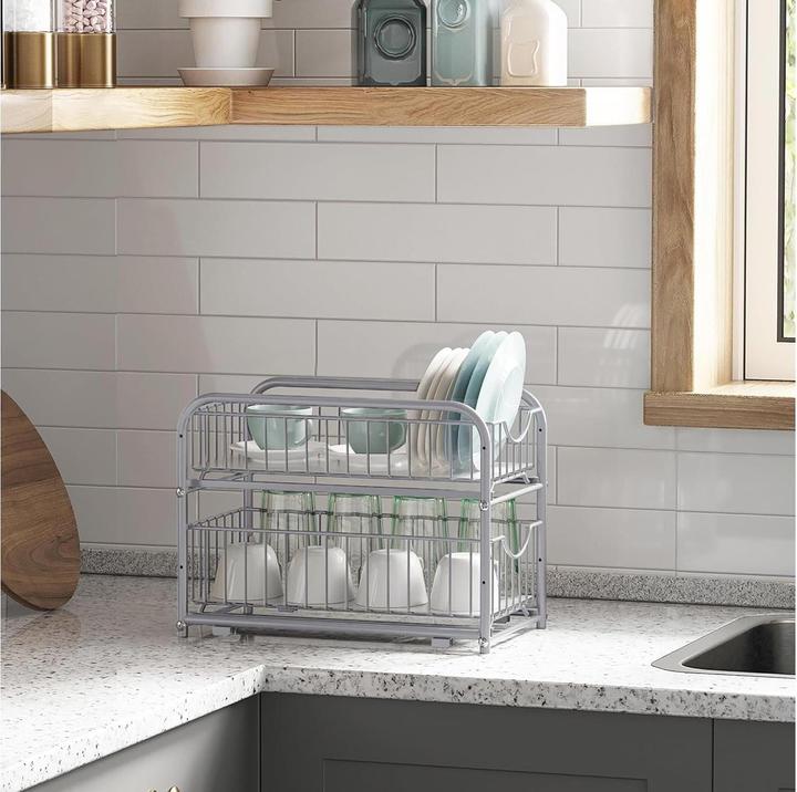 Actual product image Songmics Kitchen shelf 2 drawers silver