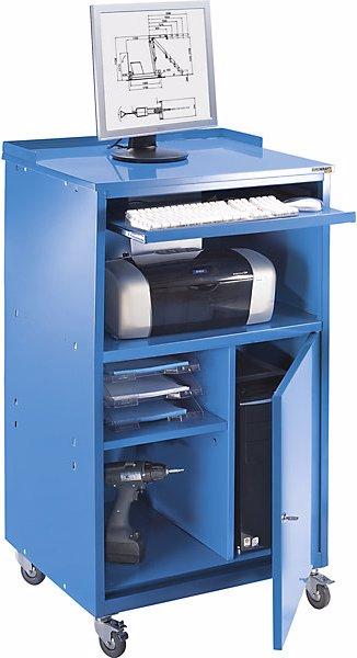 Produktbild eurokraft basic PC-Pult, mobil, HxBxT 1170x690x590 mm, lichtgrau RAL 7035 (69 cm, 117 cm)