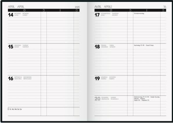 Produktbild Buchkalender Kompagnon TimeCenter Modell 725 (2025) (148 x 210 mm, Deutsch, Französisch, Italienisch, Englisch)
