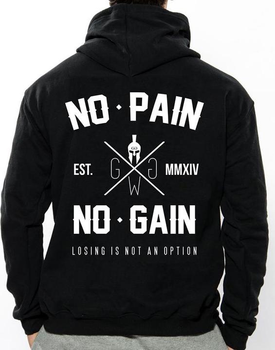 Immagine prodotto Gym Generation Felpa con cappuccio No Pain No Gain Nero (XL)