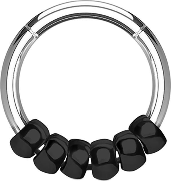Immagine prodotto Star Piercing Anello a micro segmenti con cerniera in argento e perline in acciaio nero (Acciaio chirurgico 316L, senza ottone)