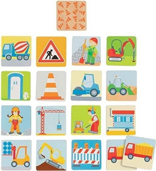 Actual product image Goki Memo game construction site 32 parts (German, English, French, Italian)