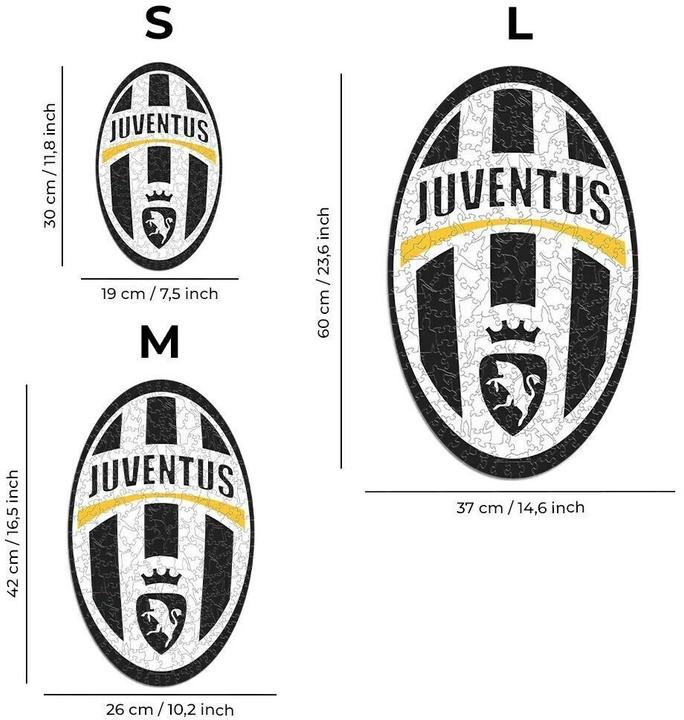 Actual product image Iconic Juventus FC - Retro Logo - Wooden Puzzle Size M (270 pieces) (270 pieces)