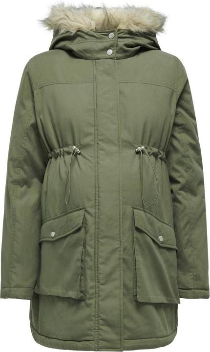 Only Maternity Kapuze mit abnehmbarem Kunstfell-Rand Maternity Parka Langer Parka